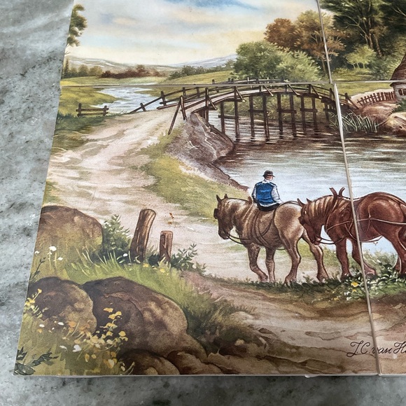 J.C. Van Hunnik scenic landscape tiles (set of four) Made in England vintage - Picture 2 of 14
